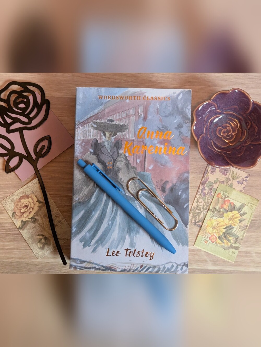 Classic Anna Karenina Book With Floral Accessories View 2